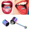 振動する舌リング2つのバッテリー付き陽極酸化手術鋼の舌バーベル男性と女性用のボディピアスジュエリー258D