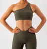 Yoga Outfit Une Épaule Sexy Soutien-Gorge De Sport Femmes Gym Top Côtelé Formation Sous-Vêtements Stretch Workout Fitness Gilet