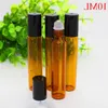 HOt Sale 1200pcs / lot 10 ml Ambre Verre Roll On Bouteille avec Rouleau En Acier Inoxydable Huiles Essentielles Marron Bouteilles De Parfum DHL Free Shi Tdvj