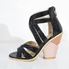 Sandálias Moda Wedges Sapatos Roma Mulheres Sandálias Gladiadoras Verão Pele de Cobra Sapatos de Salto Alto Feminino Tamanho Grande 47 Preto 230719