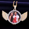 Custom Made Po With Wings Medallions Necklace & Pendant Rope Chain Gold Silver Color Cubic Zircon Men's Hip hop Jewel253P