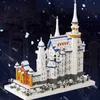 Block med LED Light Swan Lake Castle Building Block Bricks DIY Assembly Mini World Architecture Model Toy for Children Xmas Gifts R230720