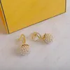 Pearl pendant alphabet stud earrings, sweet pearl ball stud earrings, designer jewelry luxury style, banquet wedding daily commute wear