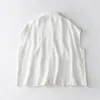 Women's Blouses Women Summer Linen Loose Fit Sleeveless White Shirt Office Lady Old Money Elegant Minimalist Basic All-match Tunic Blouse