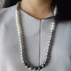 real fine pearls Beaded Necklaces jewelry 18 8-9mm natural south sea whitegray black round pearl necklace240a