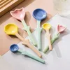 Spoons Ceramic Flower Tulip Shaped Creative Spoon Cute Student Coffee Milk Stirring Girl's Heart Utensils