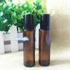 600Pcs/Lot AMBER Glass Roll On Bottle 15ml (1/2oz) Essential Oil Empty Aromatherapy Perfume Bottle 15ml with Metal Roller Ball Free DHL Wmnf