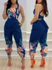 Kobiety Jumpsuits Rompers Floral Print Crisscross Związane detale bez pleców kombinezon jednego mody swobodnego utworów dla kobiet bezpłatny statek 230719