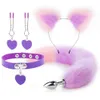 Anal Toys sex toy tail buttock plug sexy plush Cats ears Steamed catear shaped bread headband with bell necklace set massage female couple role play 230719