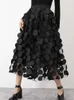 スカートティゲナファッションデザインブラックチュール女性のための長いスカート2023春夏エレガントビンテージハイウエストミディメス230720