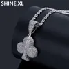 Collana con pendente in argento dorato con ciondolo a forma di poker picche quadrati fiori di pesco fiori di prugna gioielli con ciondoli zirconi ghiacciati per regalo di compleanno238z