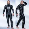 Sexy GAY Men's Bondage Fetish Black Stretch PVC Look Latex Spandex jumpsuit 6721253t
