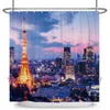 Shower Cityscape 3D Print Curtain Siaside City Mountain River Downtown Łazienka Wodoodporna wanna Wystrój domu z zasłoną