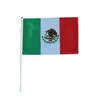 14 21cm Mexico flag with white pole and golden tip Whole polyester good quality small National flags 100PCS LOT244k