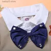 Kläder sätter barnkläderpojkarnas hösttröjor Denim Set Gentlemen's Bow Ties Fake Two Pieces of Children's Clothing T230720