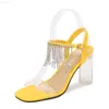 Sandalen Frauenschuhe transparente Strasssteine Quaste Tassel High Heel Crystal Flat Heel Sexy Mode Sandals Catwalk B88 Serie 9cm Absatz LFD L230720