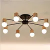 Plafonnier LED minimaliste moderne éclairage de lustre en fer en bois pour salon chambre enfants room250M