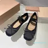 Casual Shoes 2023 luxury satin ballet shoes boat fashion professional dance thick-soled bow single women's flat sandals 35-41 with boxes