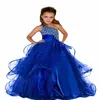 Royal Blue Girls Pageant Dress One Shoulder Diamonds Ruffles Tiered Skirt A Line Flower Girl Dress Birthday Party Gowns Custom Siz259f