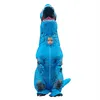 T-Rex Dinosaur Inflatable Costume Halloween Blow up Suit Blue Mascot Costume for Kids322P