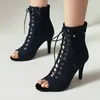 Sandały Blue Denim Dżinsy Western Cowboy Gladiators Seksowne koronkowe podglądanie stóp na letnie buty dla kobiet Spike High Heels Sandals 2307719