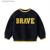 Hoodies Sweatshirts Children's Casual Long-Sleeved Top Boy's Autumn and Winter Plus Fleece Pullover Boy's Letter Warm Top Toddler Clothing 2-8 år T230720