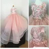 Rose Dentelle Perlée 2019 Fleur Gilr Robes Tiers Robe De Bal Petite Fille Robes De Mariée Pas Cher Belle Enfant Pageant Robes Robes 277R