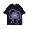 Men's T Shirts Street Hip-Hop Dark System Graffiti Tryck Kort ärm T-shirt Summer Harajuku Lossa femdelarnas bottentröja