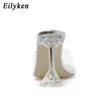 Sandals Eilyken Green PVC Jelly Slippers Open Toe Perspex Sike High Heels Crystal Women Transparent Sandals Pumps Shoes L230720