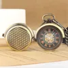 Pocket Watches Steampunk Bronze Mechanical Pocket Watch Retro Creative Rotating Cover Roman Numeral Display Manual Mechanism Pendant Male Clock 230719