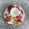 Tazze Set di tazze da tè in porcellana Bone China 6 Bellissimi fiori rosa modello regalo di anniversario di compleanno in ceramica con piede alto 230719