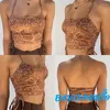 Vrouwen T Shirts BAY-Vrouwen Halter Crop Cami Tops Sexy Mouwloos Paisley Print Side Trekkoord Slim Fit Hemdje