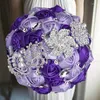 Decorative Flowers 1pc/lot Purple Wedding Bridal Bouquet With Jewelry