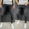 2020 2 Stil Erkekler Büyük Pocket Skinny Jeans Fermuar İnce Yüksek Kaliteli Kot Hasar Spor Korse Kot M-3XL H1116251R