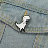 Creative Lovely White Enamel Dinosaur Brooch Pins for Men Women Kids Lapel Pin Badge Backpack Hats Clothes Accessories Jewelry Gift