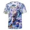 Männer T Shirts HOLOLIVE VTuber Amane Kanata 3D Gedruckt Frühling Sommer Preppy Männer/Frauen T-shirt Streetwear Kawaii Stil straße Kleidung