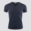 Мужские футболки Tshirt Solid vneck с коротким рукавом Toe Toe Toe Black Fitness Fitness Clothing 230720