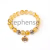 MG0653 Grau 2A Citrino Lótus Pulseira de Cristal Amarelo Natural Pedra Preciosa Chakra Lótus Charme Pulseira de Ioga Novo Design Balance Mala Br227g