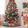 Décorations de noël rayures jupe d'arbre coloré ornement de noël fête de vacances décor à la maison tapis grand tampon rond fournitures de bonne année
