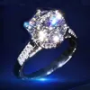 925 Sterling Silver CZ cocktail anel grande exagerado pedra grande zircônia cúbica micro loja aliança de casamento eterna anel Catedral exq244G