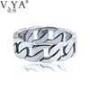 V YA 100% 925 Sterling Silber Ring Punk Ring Zyklus Kette Finger Ringe für Männer Edlen Schmuck Große Größe Paar ring Männer Jewelry2996