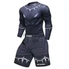 Men's Tracksuits Compression Shirt Black Panther Spider Fitness Winter Soldier Gym Workout MMA Rashguard BJJ Men Jiu Jitsu Running Jogging Set J230720