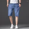 Heren shorts Summer gescheurde jeans mannen klasse denim broek rek zwart blauw slanke rechte mannelijke korte plus maat 29-46 ly3002