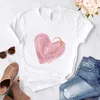 T-shirt à manches courtes à motif noir et blanc d'amour rose pour hommes et femmes T-shirt de costume de couple