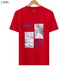 2023 Letni geometryczny druk drukujący męskie koszulki Załoga szyi z krótkim rękawem oddychającą modne koszulki męskie FB058