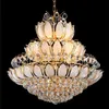 LED Chandeliers Lights Fixture Modern Crystal Lotus Flower Chandelier Golden Crystal Pendant Lamps Home Indoor el Clubs MYY213f