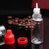 カラフルなタンパーの明らかなシールと子供の証明空のボトル15ml e液体プラスチックドロッパーボトルejuice essentia egdkの長い薄いヒントを備えたボトル