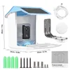 Decorações de jardim Alimentador de pássaros inteligente solar com câmera 1080HD Night Vision AI Reconhecimento de espécies Conexão Captura automática 230719