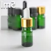 960pcs / lot Frasco cuentagotas vacío de vidrio de 5 ml para aceites esenciales Verde Botellas de líquido electrónico de 5 ml Qwwlj