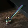 Latest Colorful Skull Style Pyrex Thick Glass Pipes Portable Removable Dry Herb Tobacco Spoon Metal Filter Screen Bowl Smoking Bong Holder Innovative Hand Tube DHL